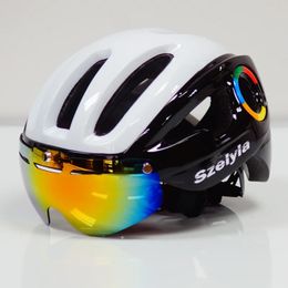 Adults Cycling Helmet Bicycle Bike with goggles magenetic glasses MTB mountain bike helmet Gear Equipment Skate 240524