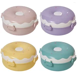 Dinnerware Donut Shaped Bento Lunch Box 3 Compartments 900ml Grade Container For Travel And Everyday Use Adults/Kids/Toddler