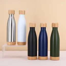 Water Bottles Bamboo And Wood Bottom Cap Cola Bottle 304 Stainless Steel Insulation Outdoor Portable Sports