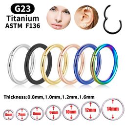 G23 Nose Rings Mixed Color Body Clips Hoop For Women Men Cartilage Piercing Jewelry Segment Lip Ear L Ring 240523