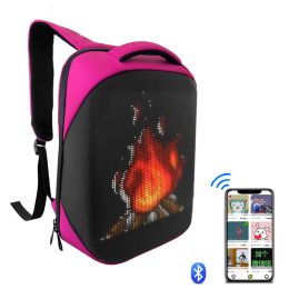 Smart Led Pixel Backpack Advertising Light Waterproof Backpack Outdoor Climb Bag Walking Billboard Led Screen Panel School Bags