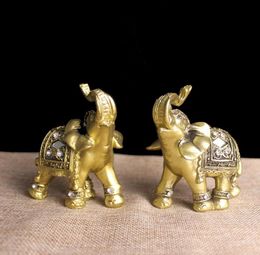 Q Glory 2pcs Lucky Golden Elephant Decorative Figurine Resin Elephant Figures Home Decoration Accessories Europe5023062