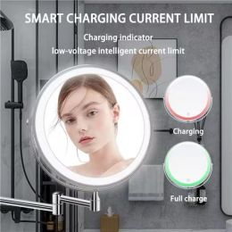 8 Inch Wall Mounted Bathroom Mirror 10x Magnifying Light Makeup Mirror Adjustable Dimming Vanity Cosmetic Mirrors with Light