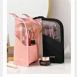 Cosmetic Bags 1 Pc Stand Bag For Women Clear Zipper Makeup Travel Female Brush Holder Organiser Toiletry