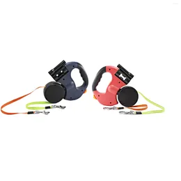 Dog Collars Dual Retractable Leash Reflective Flexible With Garbage Bag Dispenser Separate Braking 9.84 Ft Nonslip Grip