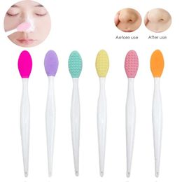 Skin Care Lip Exfoliating Facial Cleansing Face Scrub Nose Clean Brush Blackhead Remove Silicone Double-Sided Skin Care Tool