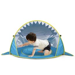 Pop up baby beach tent with swimming pool portable shark sun shelter tent with UPF UV 50child protection 240514