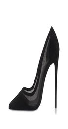 GENSHUO Shoes Woman Pumps Sexy Mesh High Heels Designer Shoe Stiletto Pumps Black Mesh Heel Party Shoe Pumps Plus Size 11 12 210225316764