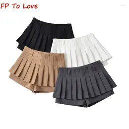 Skirts Spice Girl Y2K Black White Grey Khaki College Style High Waist Pleated Skirt Women's Mini A-line Anti-Walking