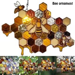 Decorative Figurines Honeycomb Hanging Ornament Home Decor Bee Honey Wall Stained Decorations Art Garden Decoration