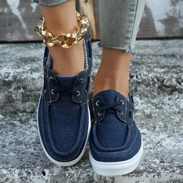 Casual Shoes Women's On Sale 2024 Lace Up Vulcanize Autumn Round Toe Solid Color Ladies Flat Sneakers