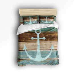 Bedding Sets Full Size Set- Nautical Anchor Rustic Wood Duvet Cover Set Bedspread For Children/Kids/Teens/Adults 4 Piece