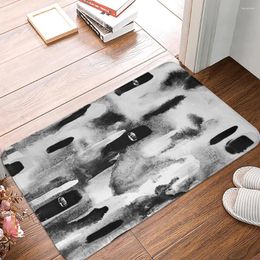 Bath Mats Black White Oil Painting Abstract Geometric Door Mat Entrance Kitchen Living Room Floor Rug Anti-slip Bathroom Doormat