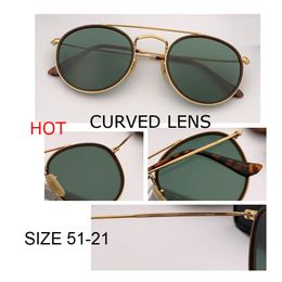 Top Sale Factory Novo Moda Menina Mulheres Mulheres Retro Round Circle Curved Lente Sunglass Brand Design UV400 51mm Sol óculos femininos 2190