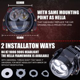 3 Inch 100W 6000K Bi-LED Projector Lenses Dual Hyperboloid Lens For Hella 3R H4 H7 9005/9006 Car Upgrade Retrofit Kits Turbo Fan