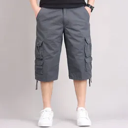 Men's Pants Free Shpping Men Trousers 2024 Mens Casual Fashion Large Pocket Belt Solid Colour Cargo Shorts Clothing