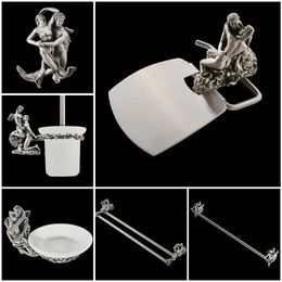 Wall Mounted Romantic Bathroom Hardware Accessories SetTowel Ring Toilet Paper Holder Towel Bar Toliet Brush Holder MB-0810T 240516