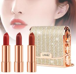 3pcs Lipstick Makeup Set with a Cluth Holder Matte Texture Long Lasting Lip Makeup Gloss Lip Stick9741730