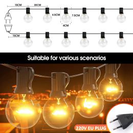 15M/50FT G40 Tungsten Patio String Outdoor Garland Lights, Globe Waterproof Lamp Bulbs, US/EU Plug for Party, Wedding, Backyard