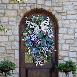 Decorative Flowers Household Floral Door Hangings Plastic Fake Flower Decorations Colorful With Butterfly For Spring Summer Autumn