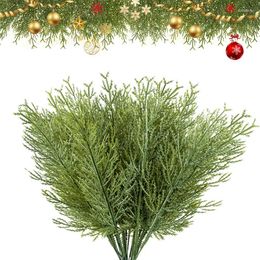 Decorative Flowers 2024 Christmas Tree Decoration Plastic Pine Needle Branch Green Plant Garland For Home Year Party Gift Box Decor