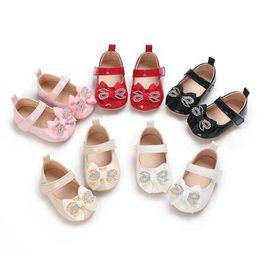 First Walkers VALEN SINA New 0-18M Baby Girl Cute PU Rubber Soft Sole Princess Shoe Bow First Step Walking Shoes Baby Girl d240525