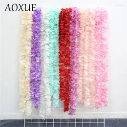 Decorative Flowers 100cm Simulation Hydrangea Flower String Fake Wedding Ceiling Home Decoration Artificial Green Plant