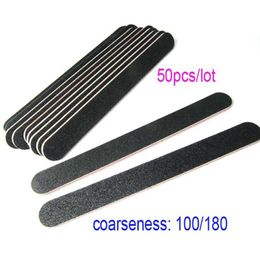 Whole 50pcslot BeautyGaGa Special Supply Double Sided Coarseness Grit 100180 Nail Beauty Tools 17cm2cm4mm Black Nail Files4379231
