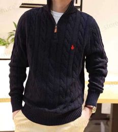 Mens Sweaters Sweater Designer Polo Half Zipper Hoodie Long Sleeve Knitted Horse Twist High Collar Men Woman Laurens Embroidery 7785ess