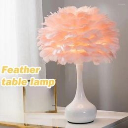 Table Lamps Feather Lamp Artificial Shade LED Desk Children Beside Night Lights For Home Girl Room Wedding Decoration