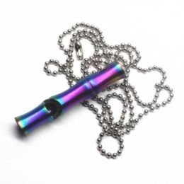 2024 Outdoor Camping Ultra Lightweight High Decible Stainless Steel Whistle with Chain Survival Emergency Cheerleading Whistle - for Outdoor