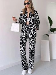 Women's Two Piece Pants 2-piece Set Casual Daily Shirt Fashion Spring Summer Printed 2 Sets Women Outfit Wide Leg Two-piece