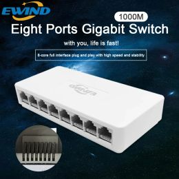 EWIND 10/100/1000Mbps Ethernet Switch 5/8 Ports Desktop Gigabit Network Switch Adapter Fast RJ45 Ethernet Switch Auto MDI/MDIX