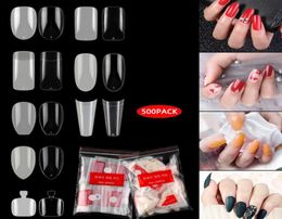 500PCS Clear False Nail Tips Lady French Style Acrylic Artificial Tip Manicure with Bags of 10 Sizes for Nail Art Salons and Home 3303936