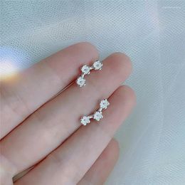 Stud Earrings 925 Silver Plated Sweet Flower For Women Girls Party Christmas Gift Jewelry Gifts Eh063