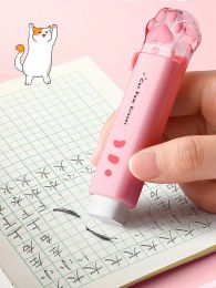 Kawaii Retractable Pencil Eraser for Kids Cute Rubber Cat Korean Stationery Drawing Erasers Children's School Supplies Office