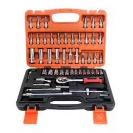 46/53 Piece/Set of Car Repair Tool Kit 1/4-Inch Socket Set Car Repair Tool Ratchet Torque Wrench Combo Auto Repairing Tool Set