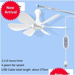 Other Home & Garden New Yam 4 Speed 5V Usb Travel Canopy Ceiling Fan 2/4/8 Hours Timer Silent 6 Leaves Hanging For Outdoor Cam Bed Ten Dhfn2