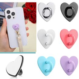 Kawaii Adhesive Metal Heart Phone Charm Holder Mobile Phone Case Finger Ring Stand Hook Buckle Clasp Bear Keychain Pearl pendant