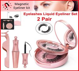Magnetic Liquid Eyeliner 3D Magnetic Eyelashes Tweezers Set Eye Makeup 2 Pair Reusable False Eyelash No Glue Needed fake lashes wi2330866
