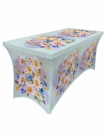 Table Skirt Flowers Daisies Minimalist Elastic Wedding El Birthday Cover Buffet Tablecloth Decor