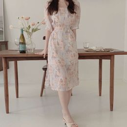 Beautiful Dress Womens Korean Version New Ink Printing Foreign Style Aging Split Thin Temperament Broken Flower Skirt Summer