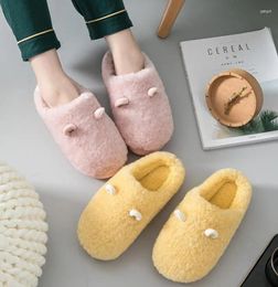 Slippers Women Winter Ladies Warm Plush Cotton Shoes Cute Ear Couple Lovely Home Flat Thick Heels Non-slip Bedroom Soft Slipper