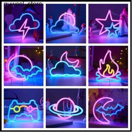 Night Lights LED bright neon lights night game board fire moon star logo modeling light room wall art decoration wholesale Christmas birthday wedding S2452410