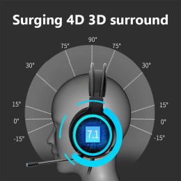 G60 Gaming Headset 7.1 Stereo Surround Sound Over Ear Wired Headphone with Microphone LED Light Noise Cancelling for PC PS5 Xbox