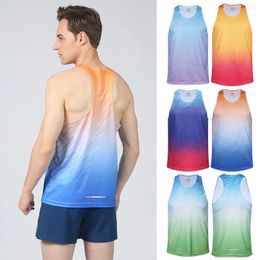 Mens sports vest marathon running sleeveless quick drying tank top ultra light track and field polyester jersey 240509