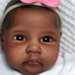 20inch Already Finished Painted Reborn Doll Miley In Dark Brown Skin Soft Stuffed Hand Detailed Painted 3D Skin Visible Veins