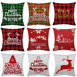 Pillow 4PC Decorative Christmas Cover Red Home Decor Sofa Case Seat Throw Pillowcase Decoration For