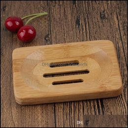 Soap Dishes Natural Wooden Bamboo Dish Tray Holder Storage Rack Plate Box Container For Bath Shower Bathroom Drop Delivery Home Gard Ot68I