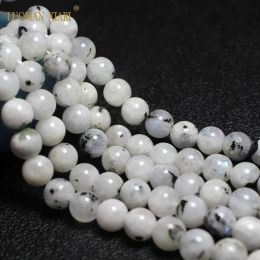Fine Natural Sri Lanka Ink Blue Moonstone Round Gemstone Beads For Jewellery Making DIY Bracelet Necklace 6/8/10MM 1strand 15''